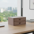 Dark Wood 2-Drawer Desktop Storage Organizer Cabinet
