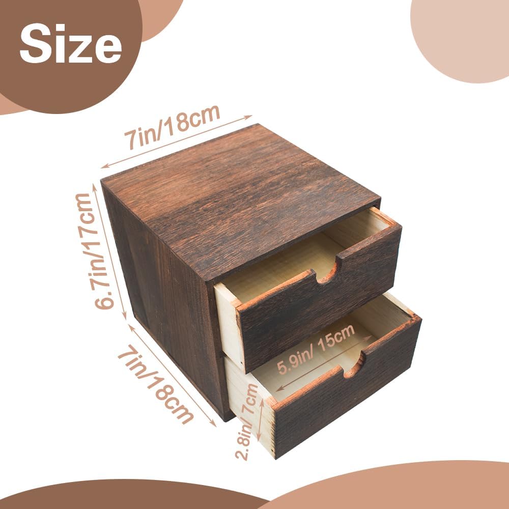 Rustic 2-Drawer Wood Desktop Organizer