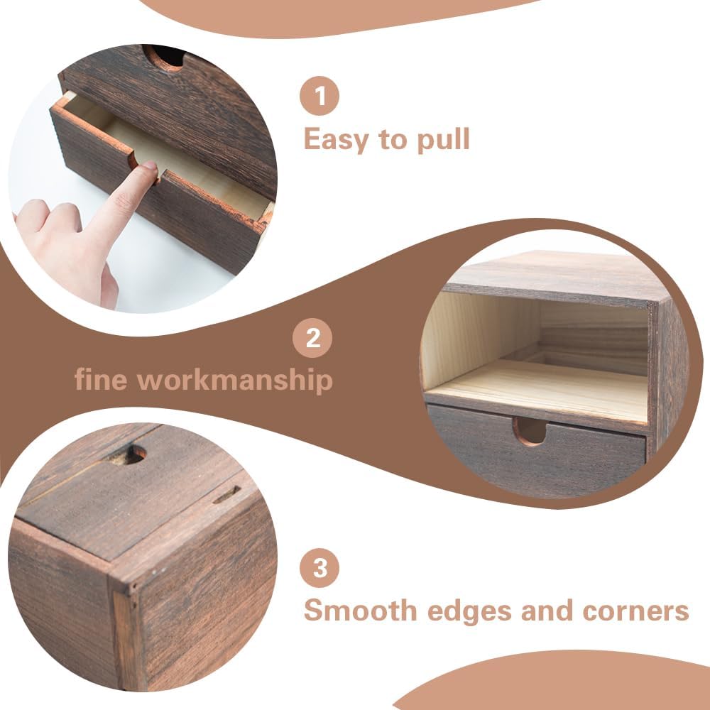 Rustic 2-Drawer Wood Desktop Organizer