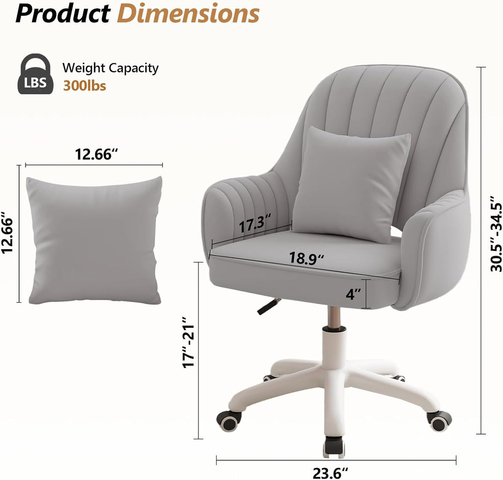Grey Velvet Adjustable Swivel Vanity Chair