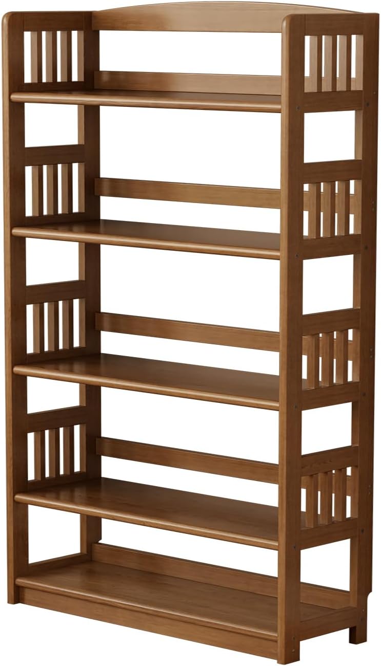 Farmhouse Solid Wood 5-Tier Display Bookshelf