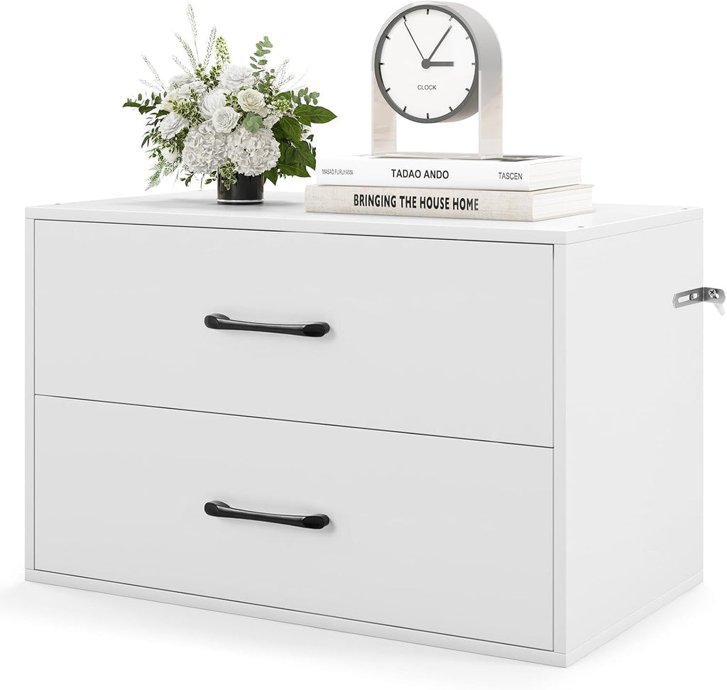 24" White Stackable 2-Drawer Compact Storage Dresser