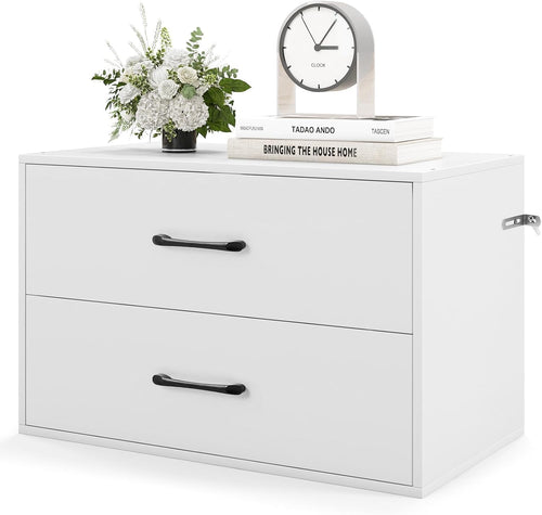 24" White Stackable 2-Drawer Compact Storage Dresser