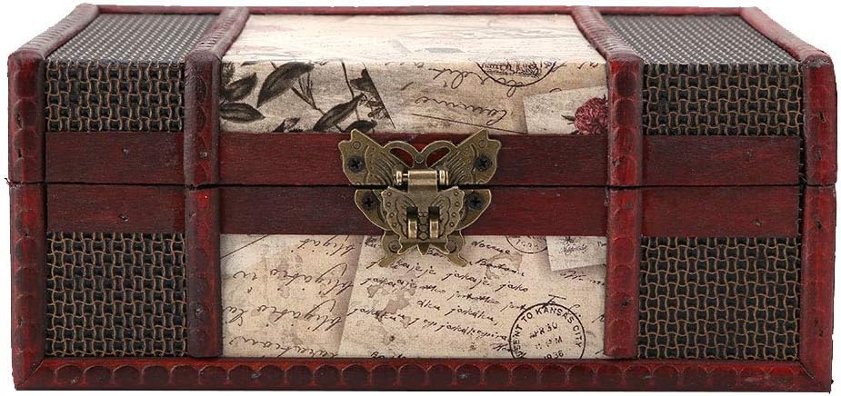 Vintage Locked Stamp Wooden Jewelry Storage Box