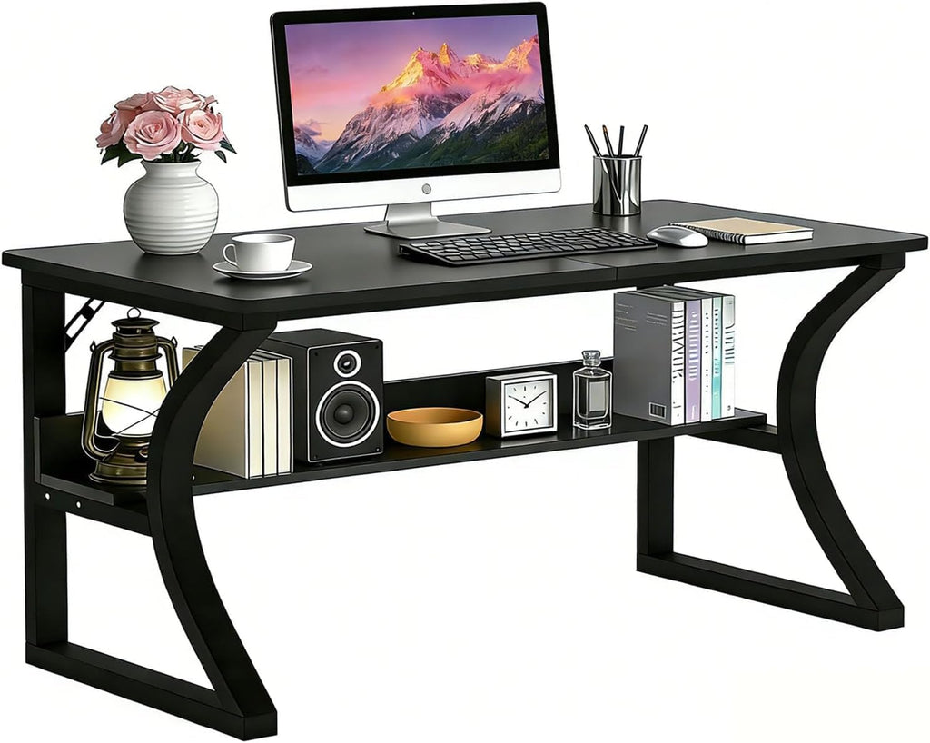 Black Metal Frame Computer Desk
