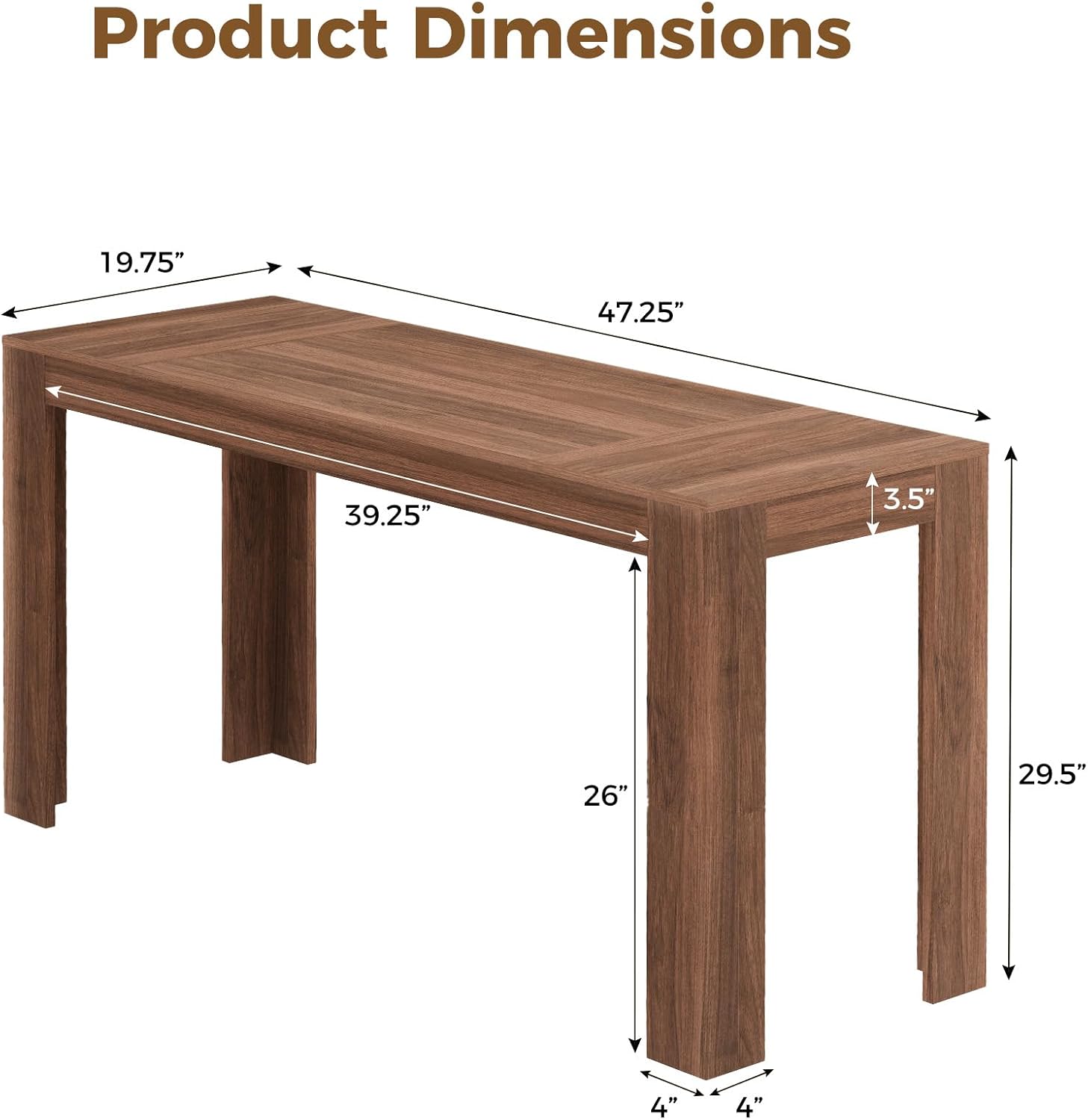 Walnut Farmhouse Wooden Writing Desk