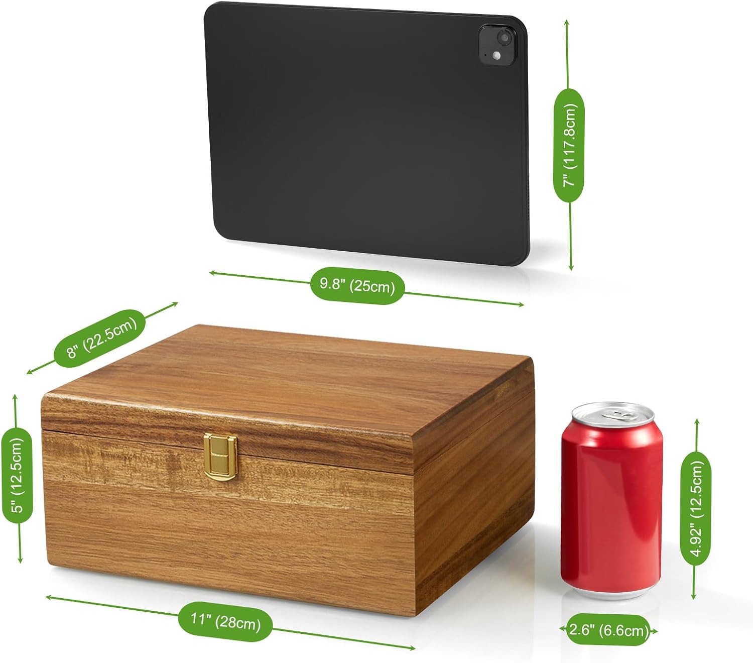 Large Acacia Wooden Memory Storage Keepsake Box