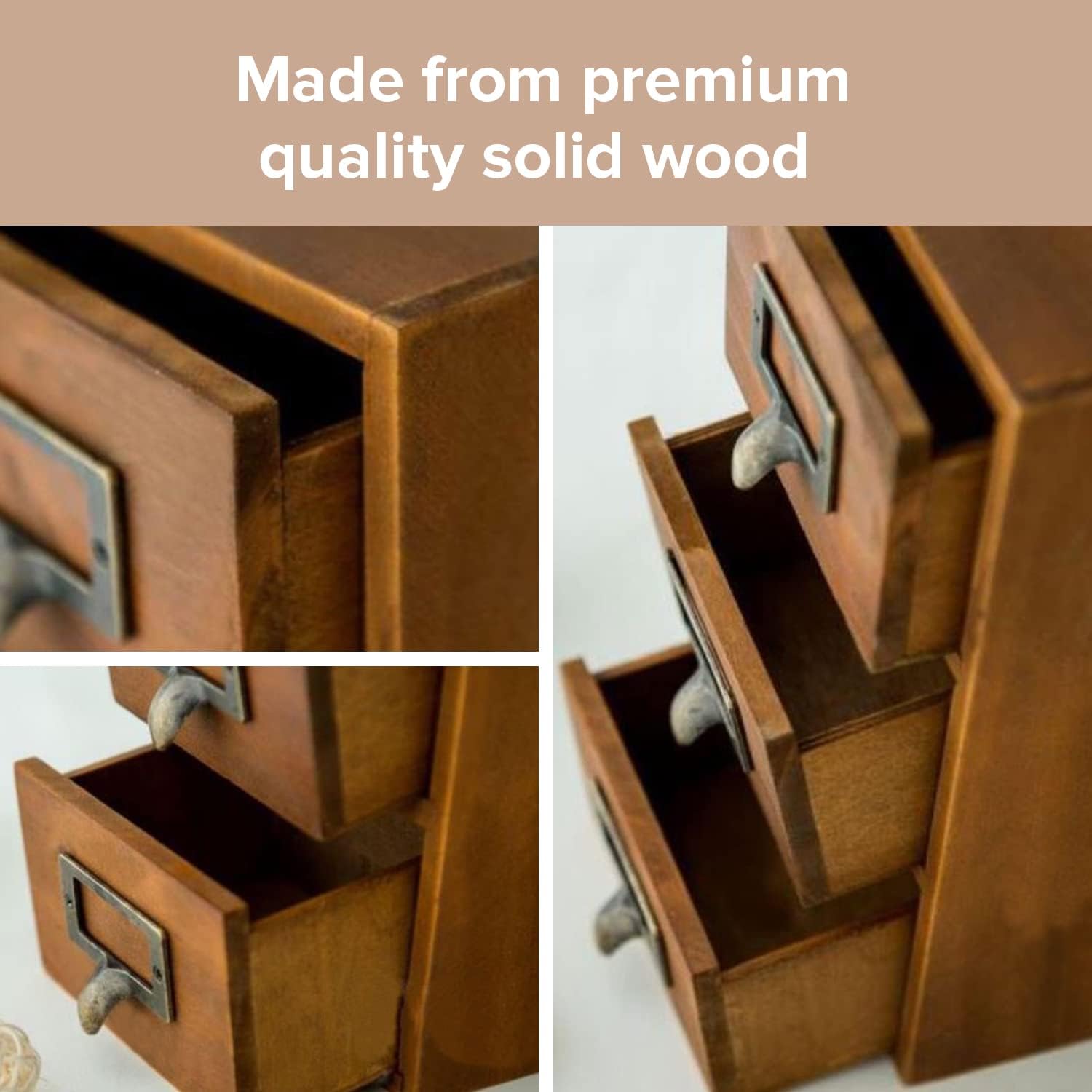 2-Pack Rustic 3-Drawer Desktop Library Organizer