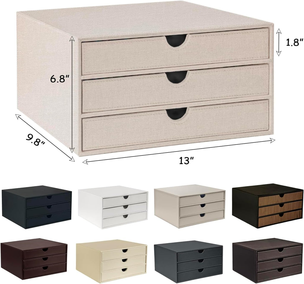 Black Wood Grain 3 Drawer Desktop File Cabinet