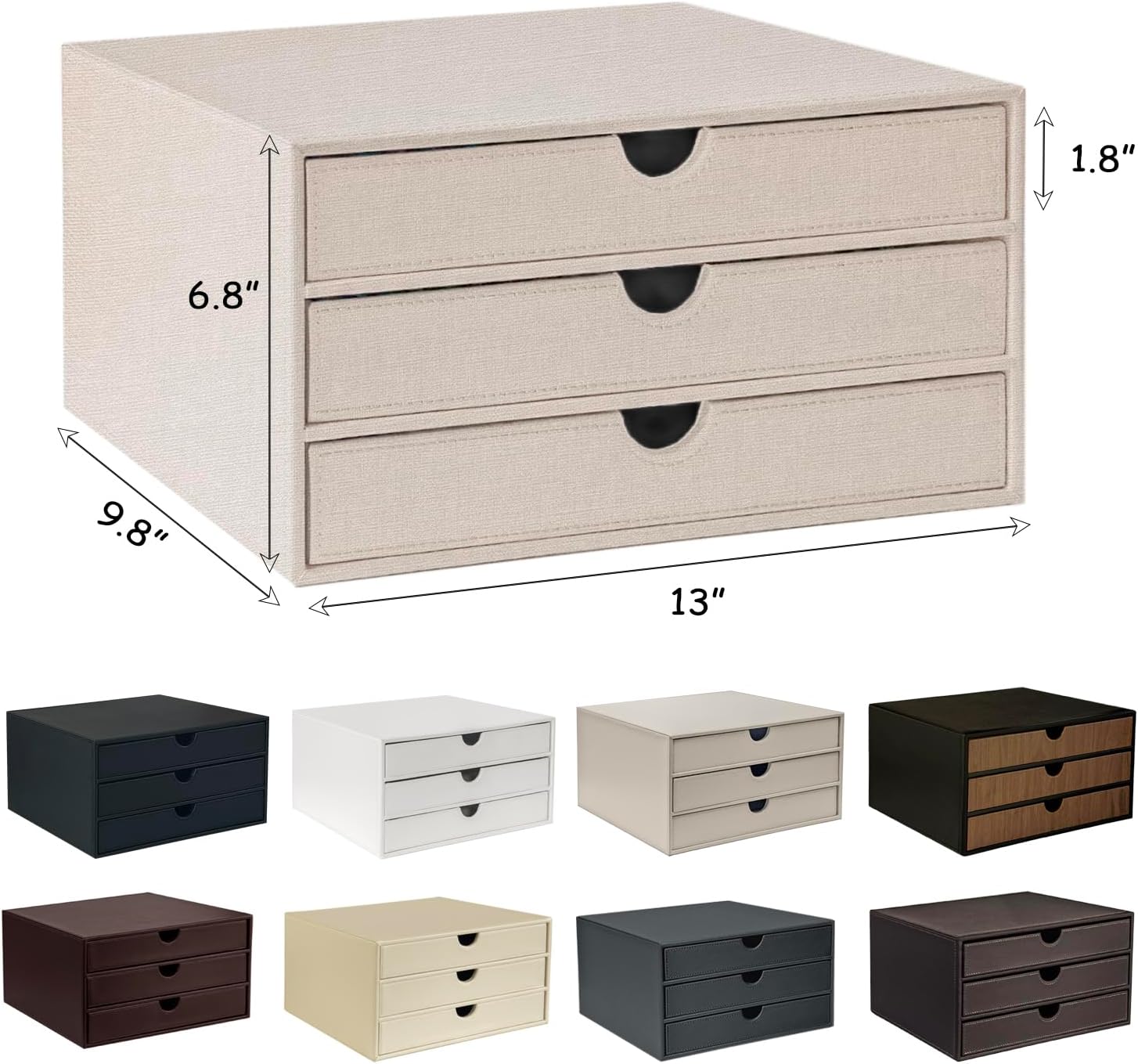 Black Wood Grain 3 Drawer Desktop File Cabinet