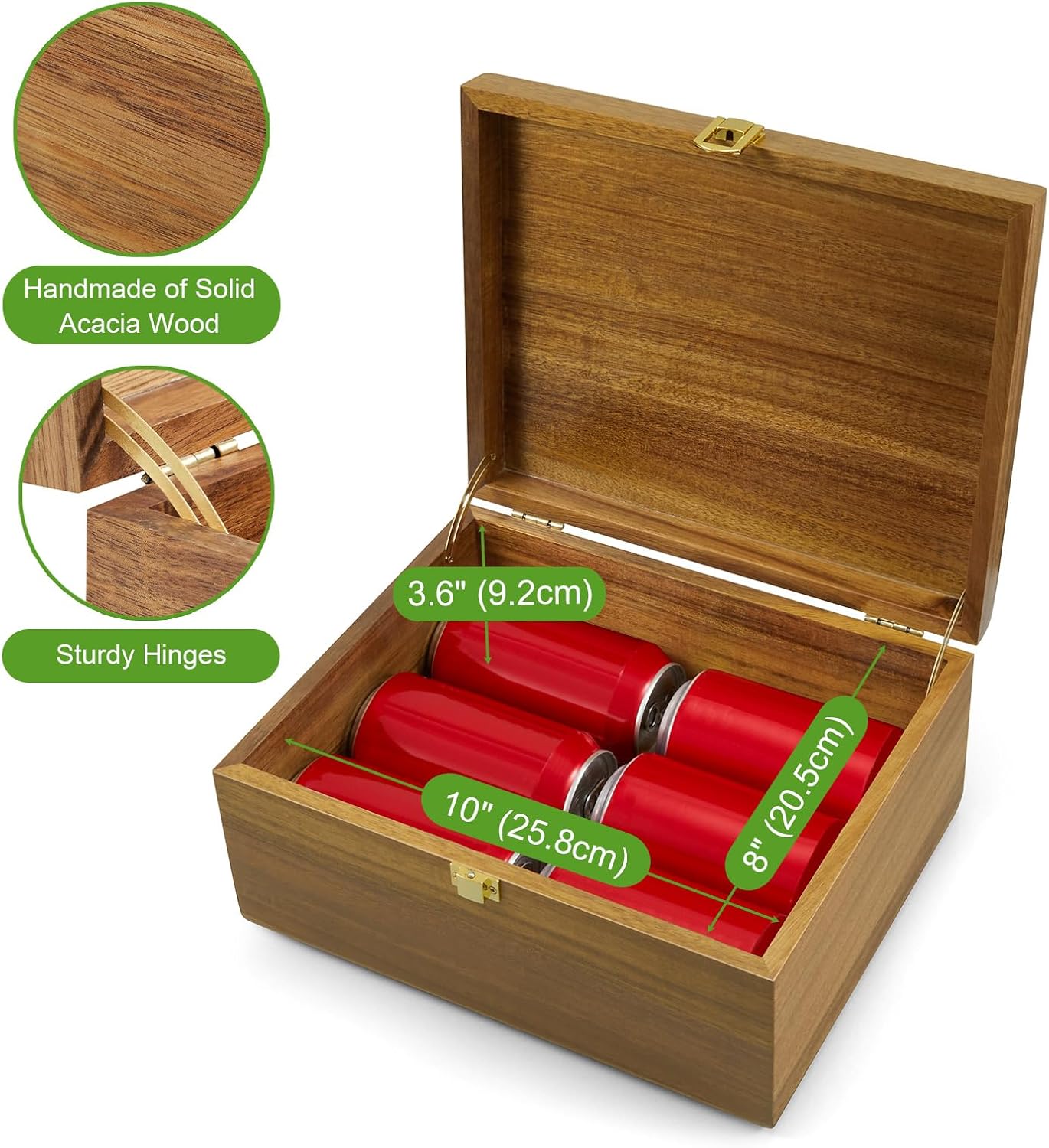 Large Acacia Wooden Memory Storage Keepsake Box