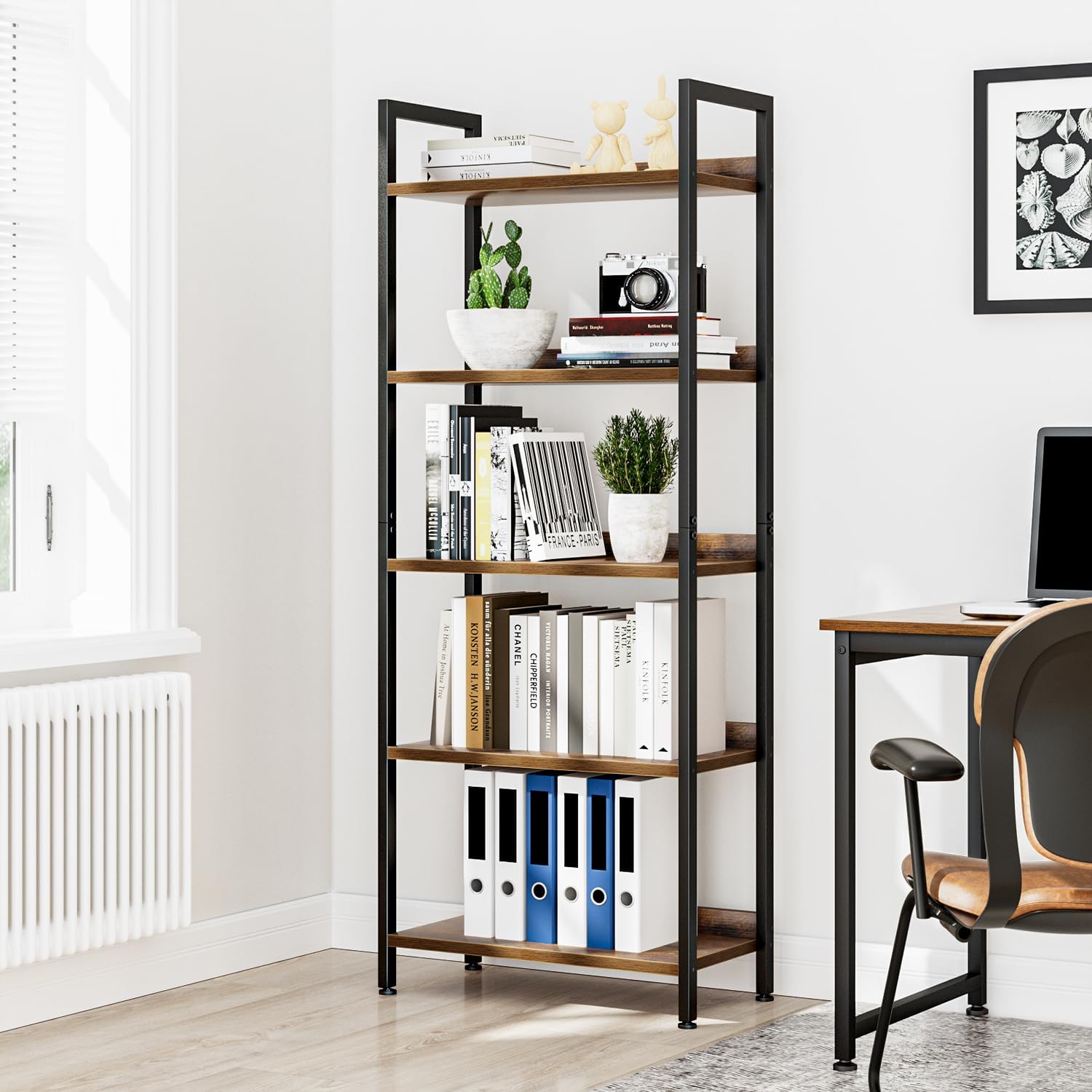 Vintage 5-Tier Freestanding Storage Bookshelf