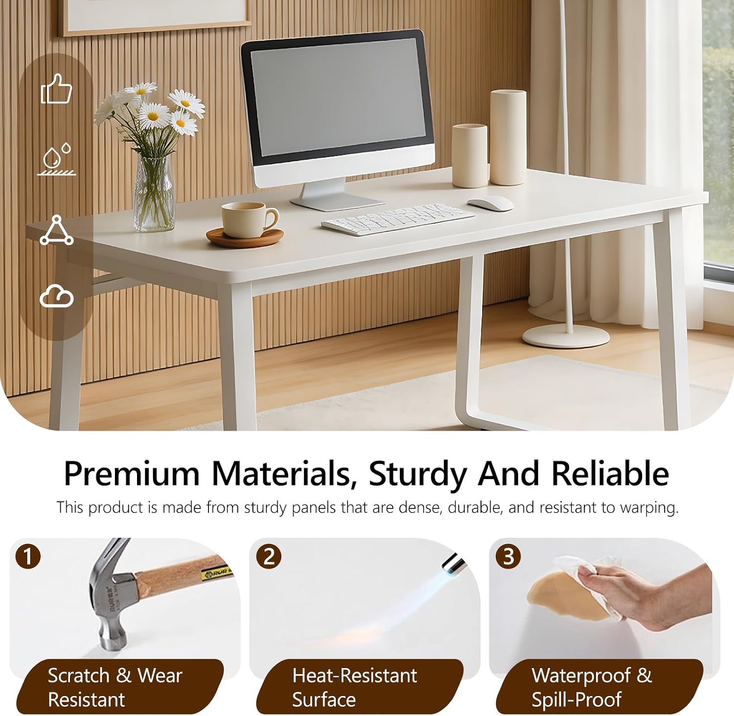 Wood Metal Frame Simple Computer Desk