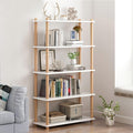 White Beech Wood 5-Tier Open Bookshelf