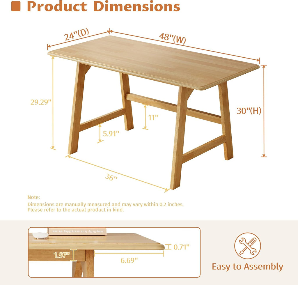 Solid Oak Minimalist Modern Computer Writing Desk