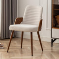 Beige Fabric Mid Century Armless Dining Chair