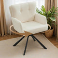White Fabric Mid Back Swivel Dining Chair