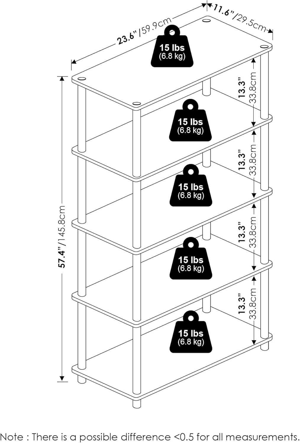 Beech 5-Tier Corner Storage Shelf