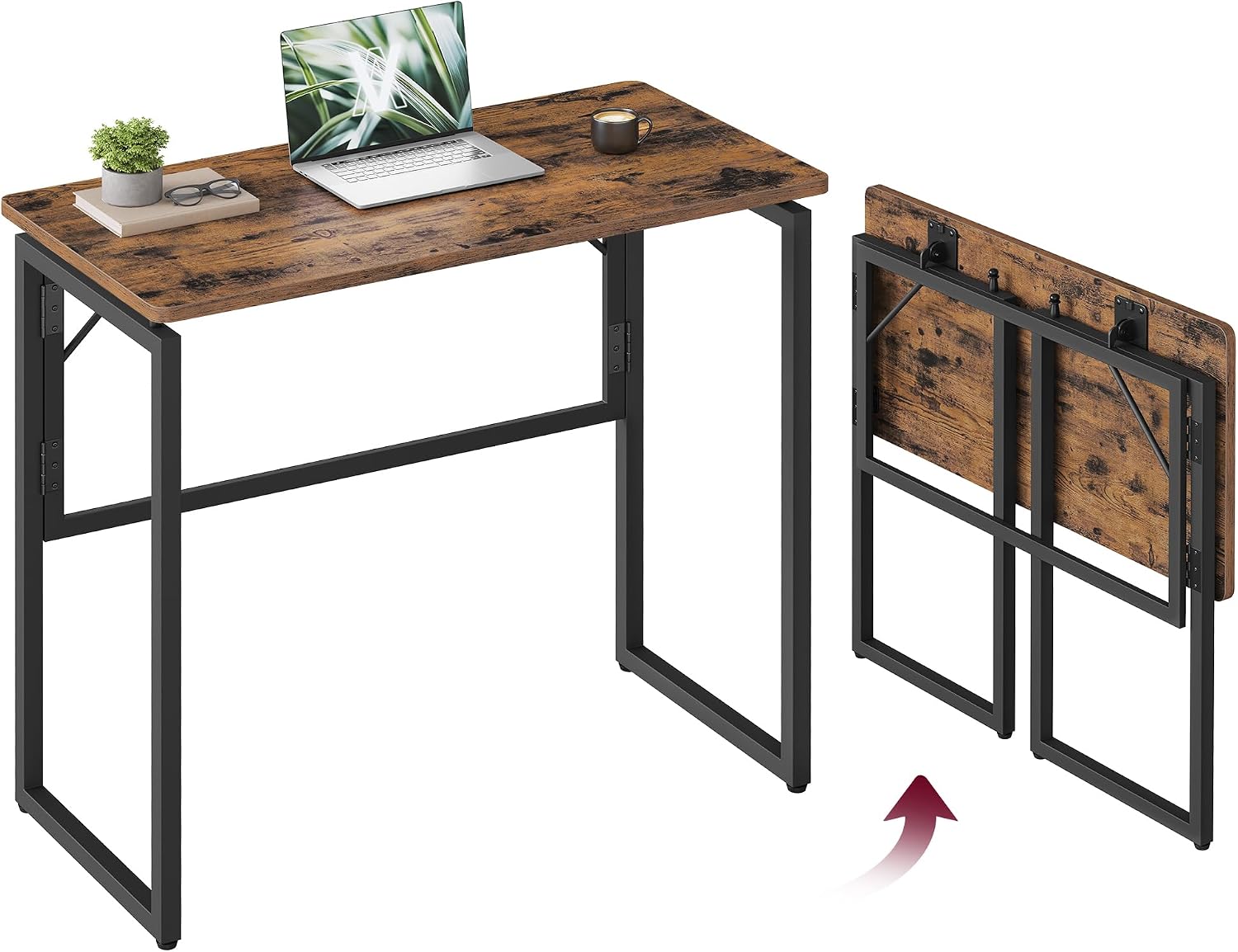 Rustic Brown Foldable Small Desk