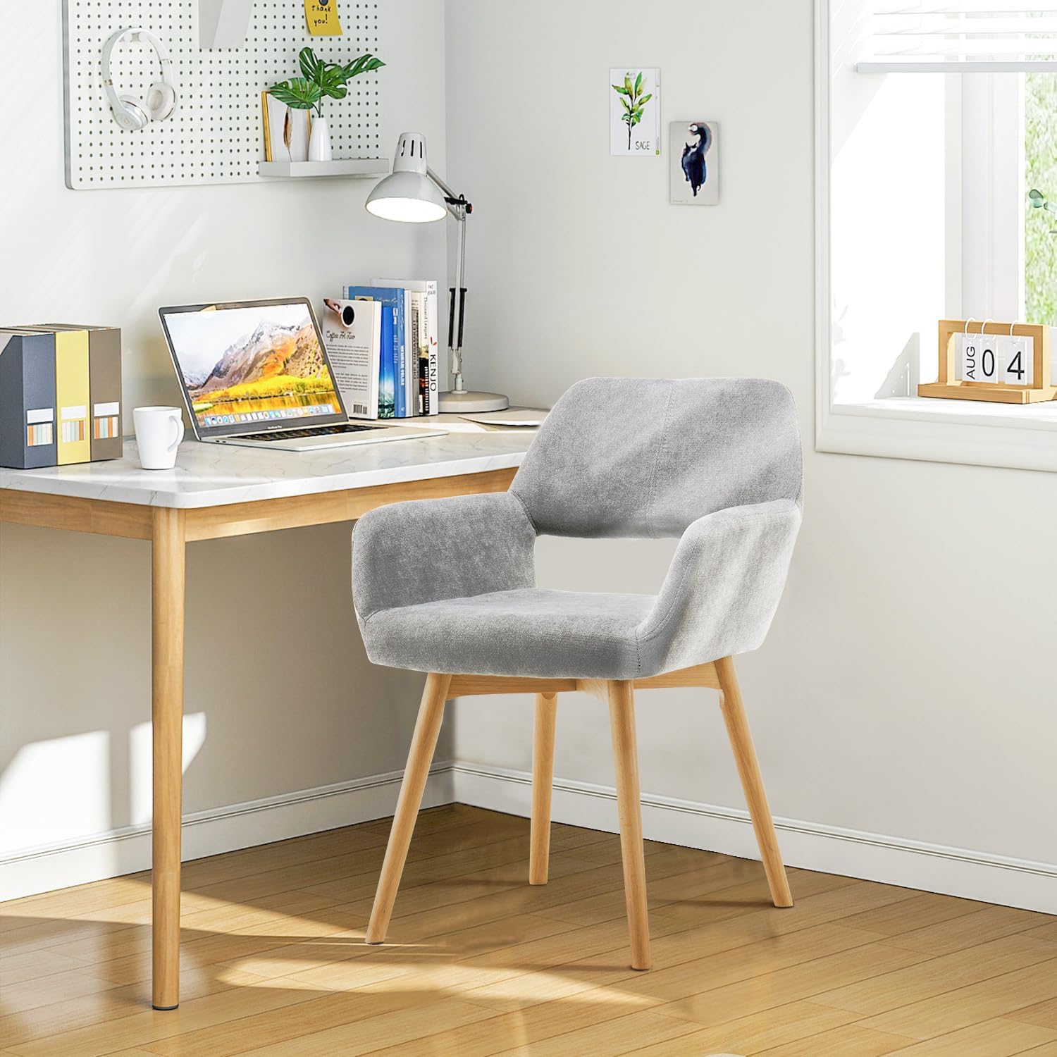 Gray Mid Century Armless Vanity Desk Chair