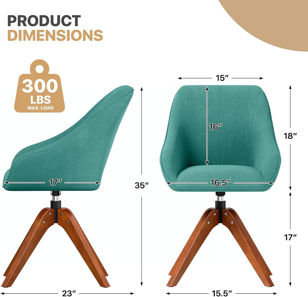 Turquoise Fabric Mid Century Swivel Accent Chair