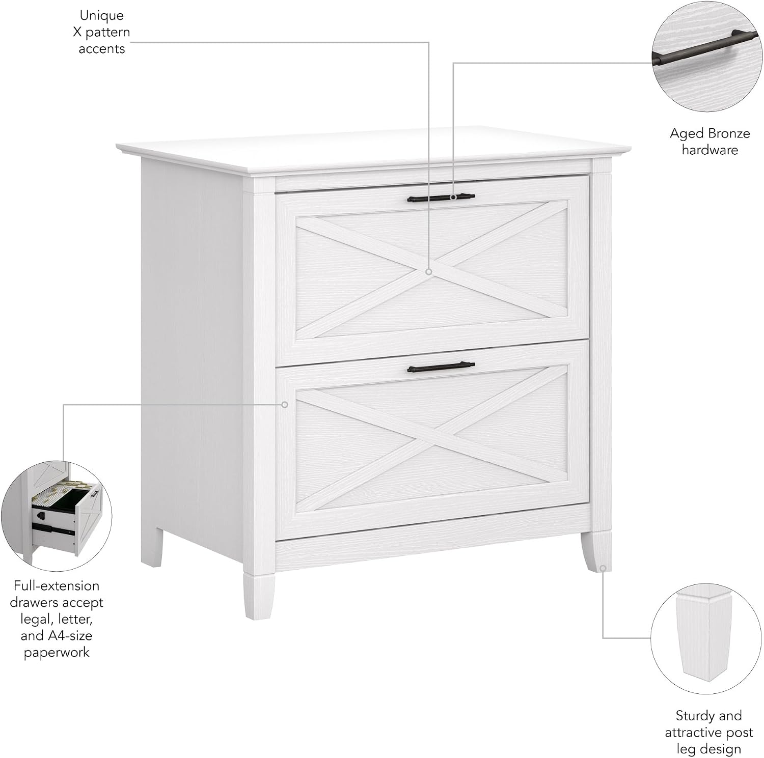 Pure White Oak Key West 2-Drawer Lateral File Cabinet