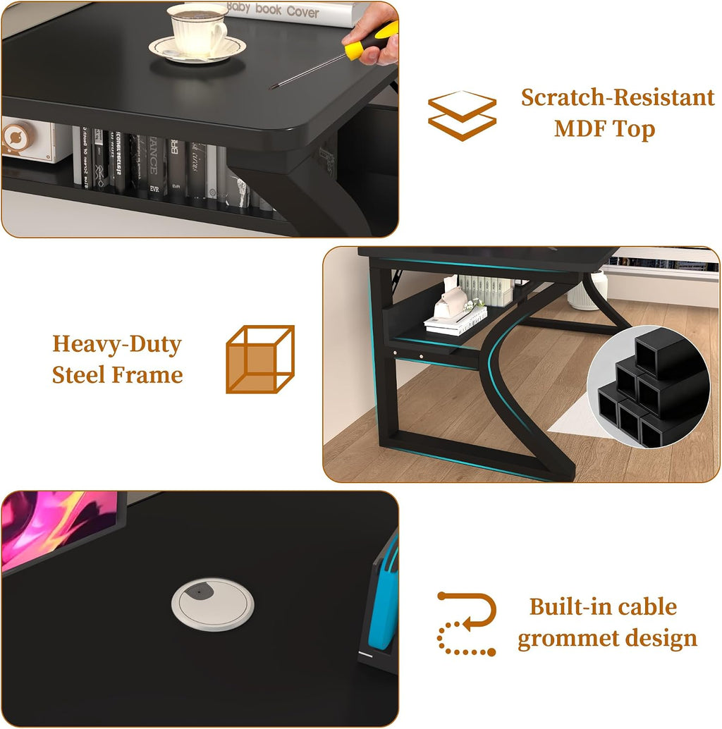 Black Metal Frame Computer Desk