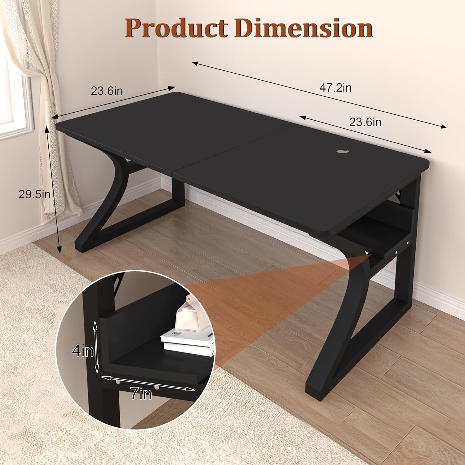 Black Metal Frame Computer Desk