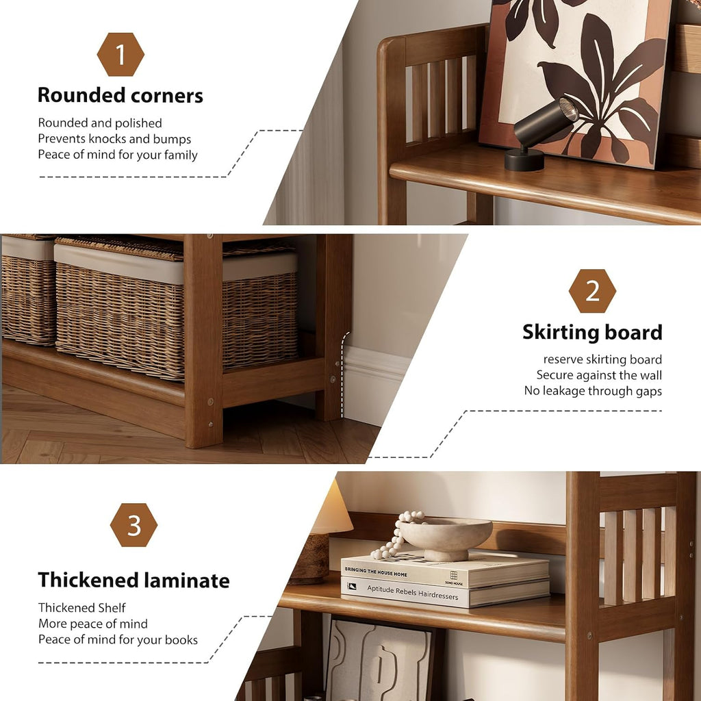 Farmhouse Solid Wood 5-Tier Display Bookshelf