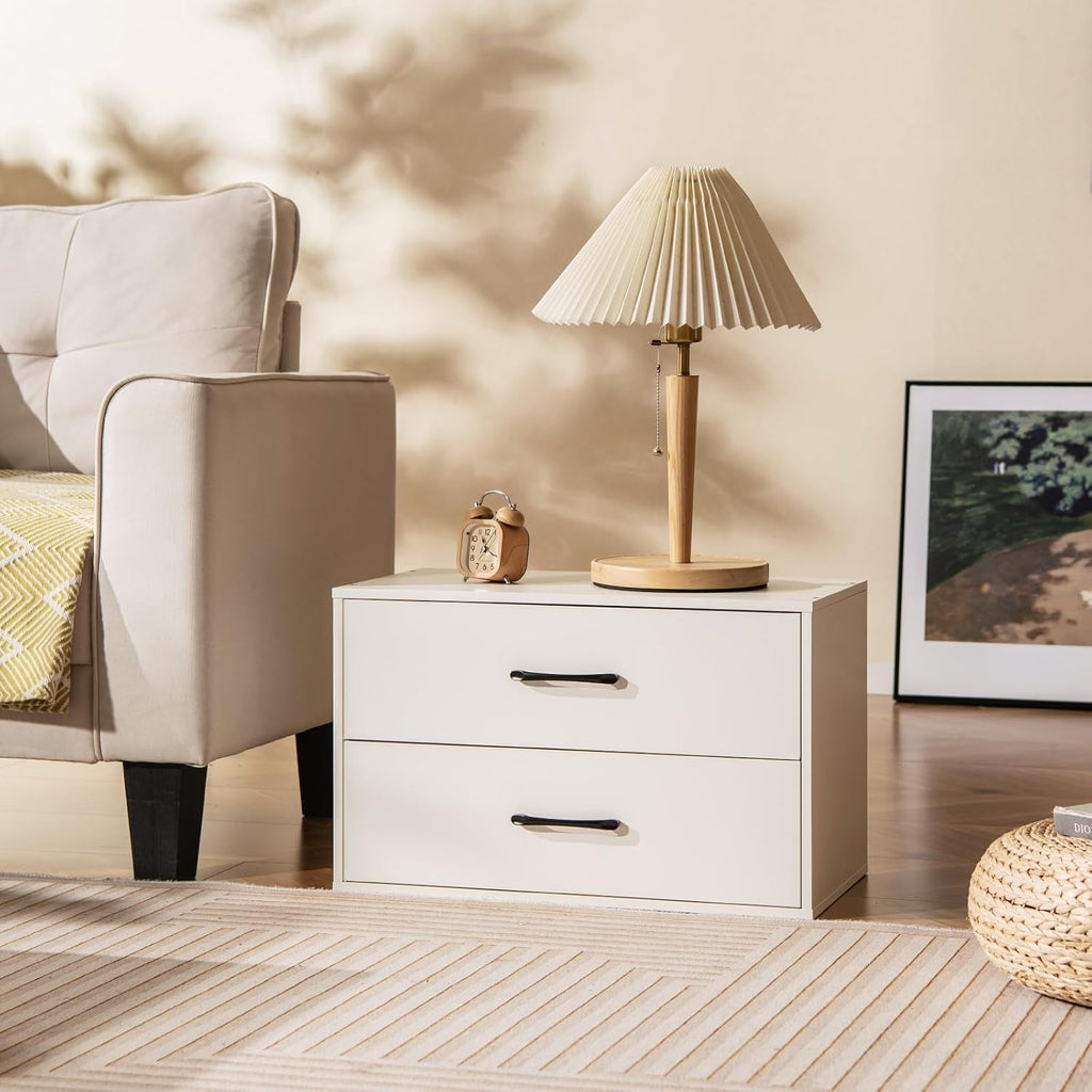24" White Stackable 2-Drawer Compact Storage Dresser