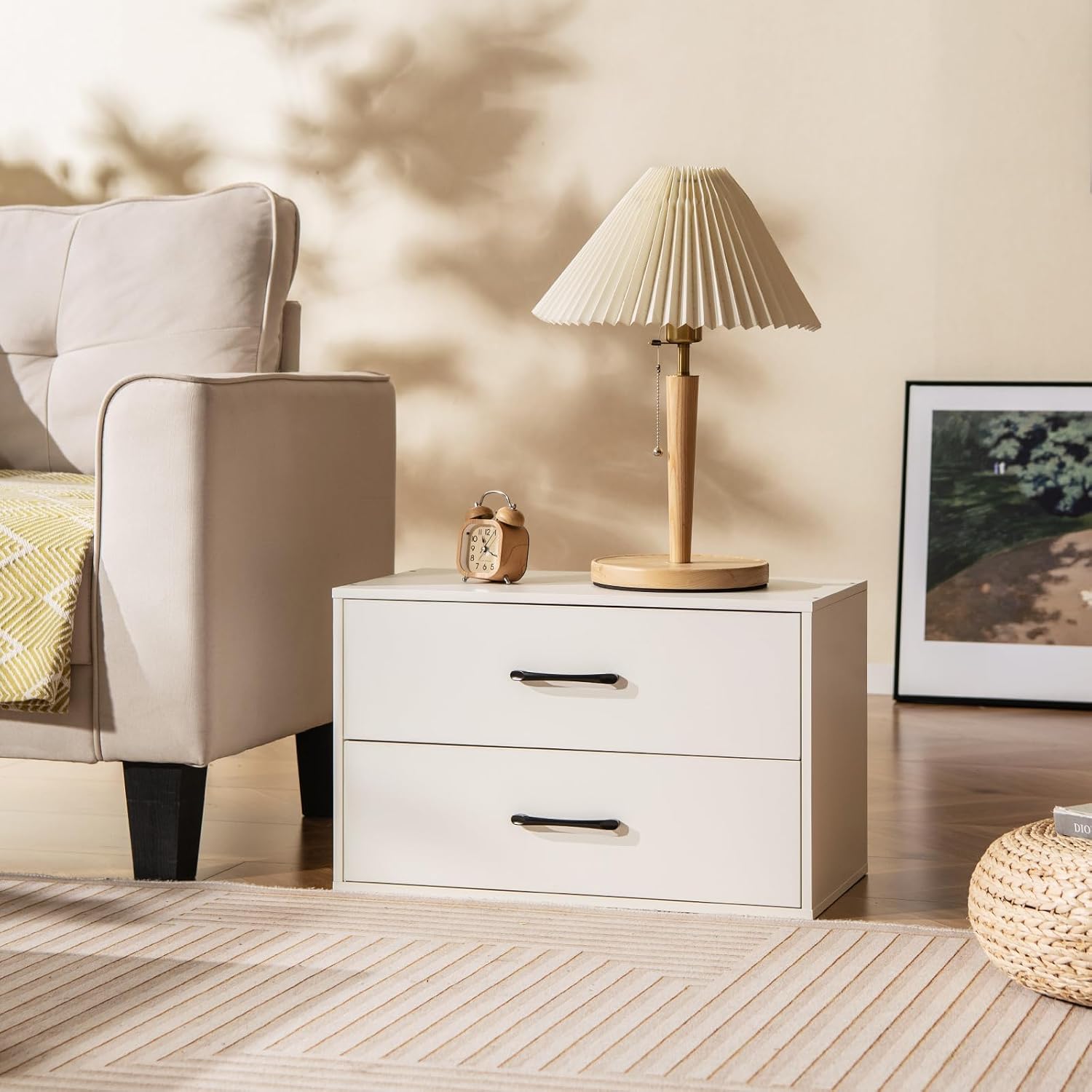 24" White Stackable 2-Drawer Compact Storage Dresser