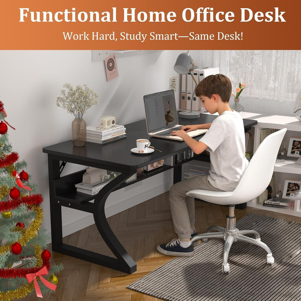 Black Metal Frame Computer Desk