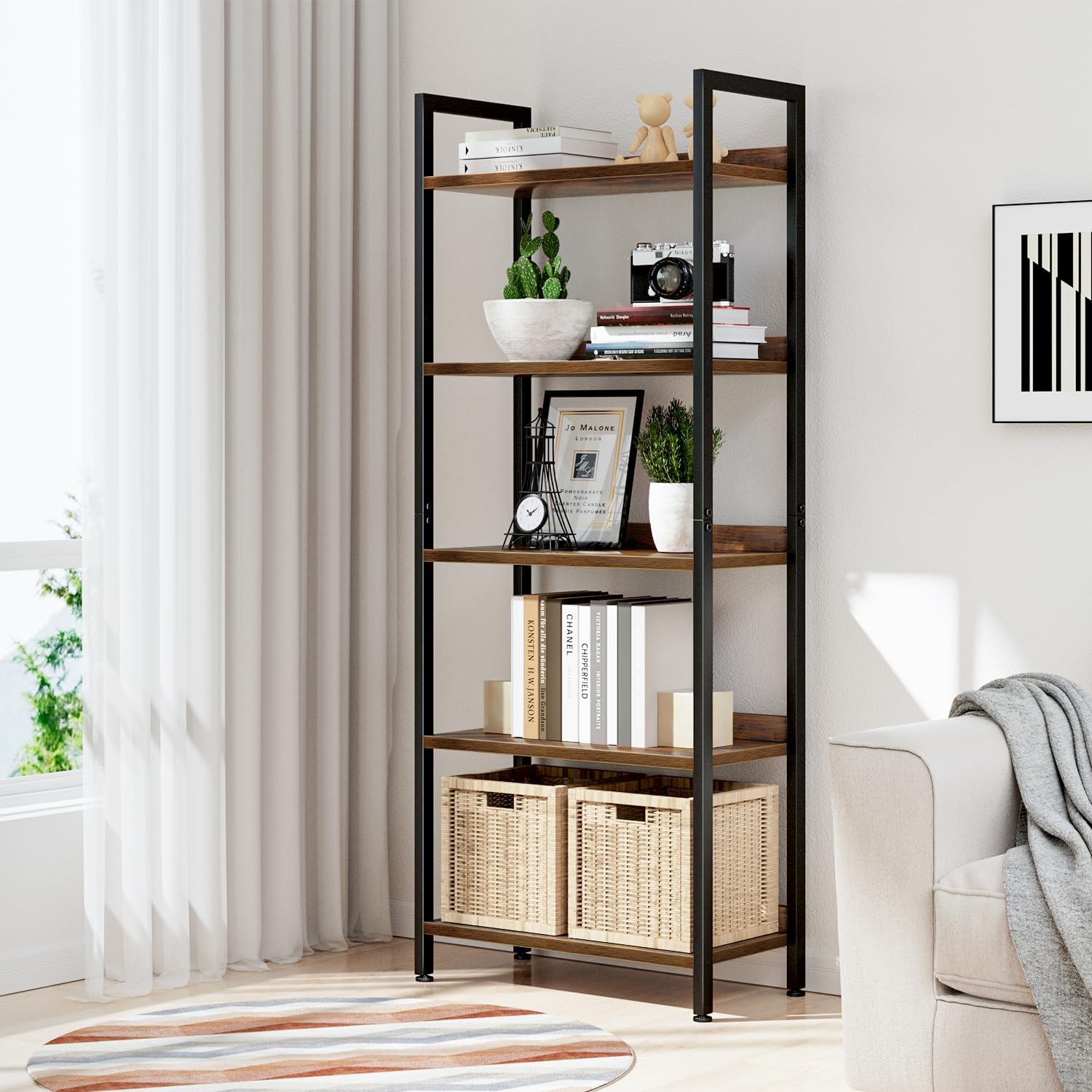 Vintage 5-Tier Freestanding Storage Bookshelf