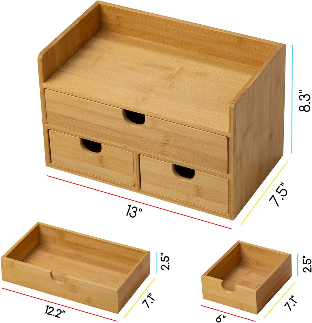 Bamboo Drawer Desktop Storage Organizer