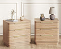 Set of 2 Charging Station 3-Drawer Wood Nightstands