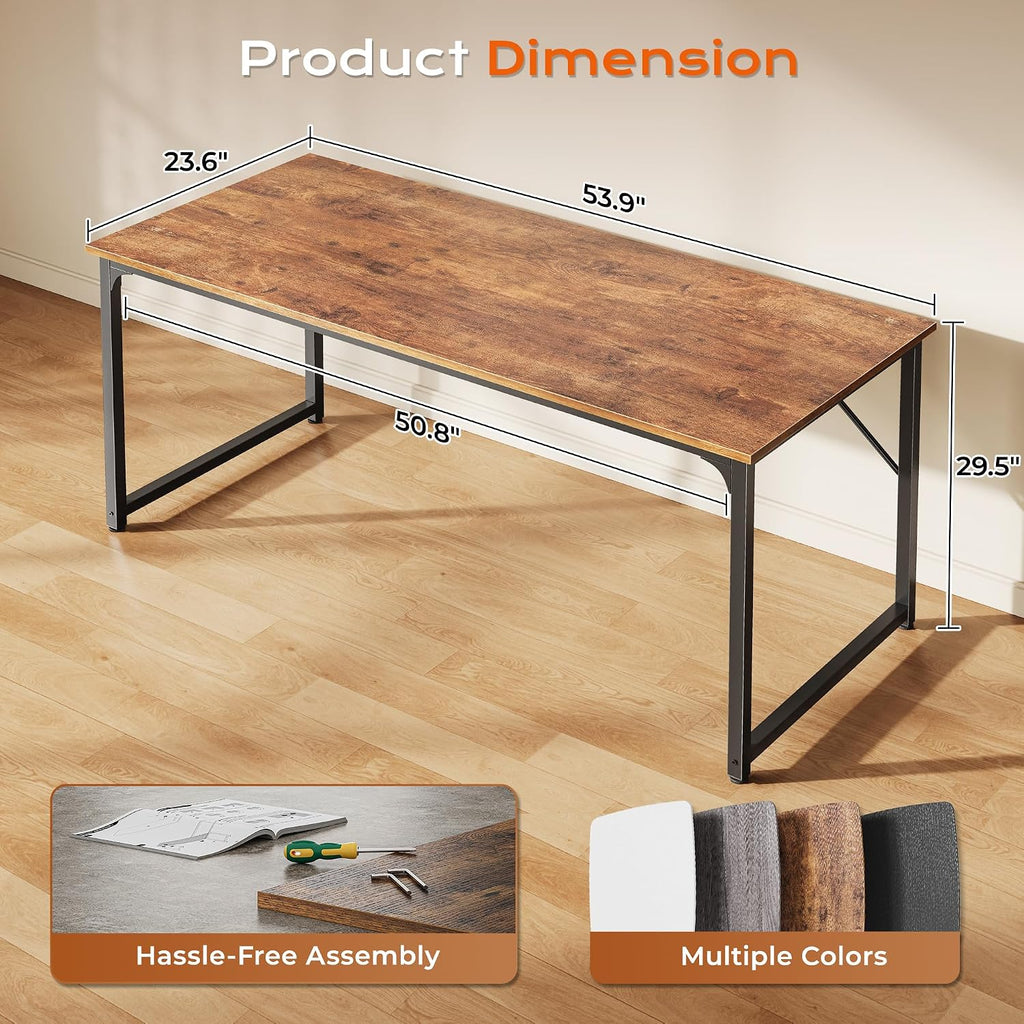 Rustic Brown Metal Frame Computer Desk