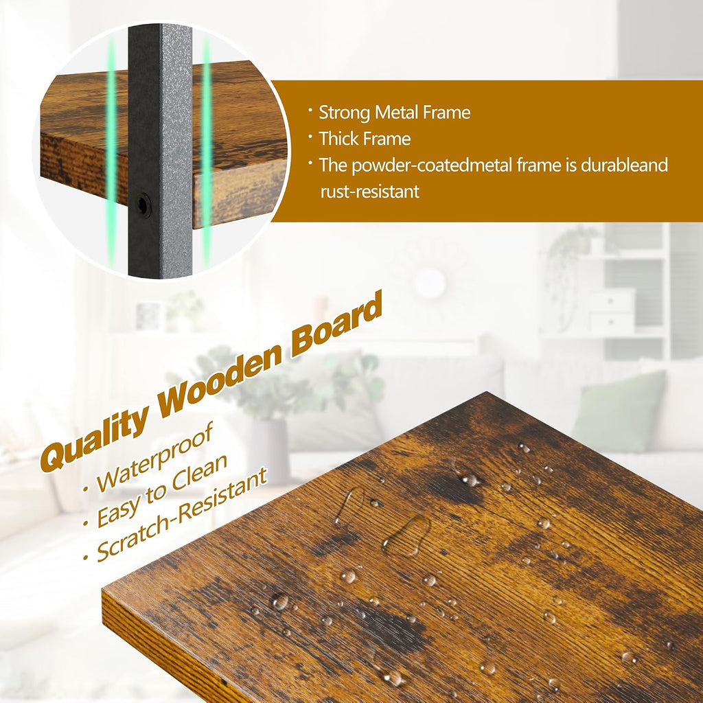 Brown Industrial Wide Triple Bookshelf