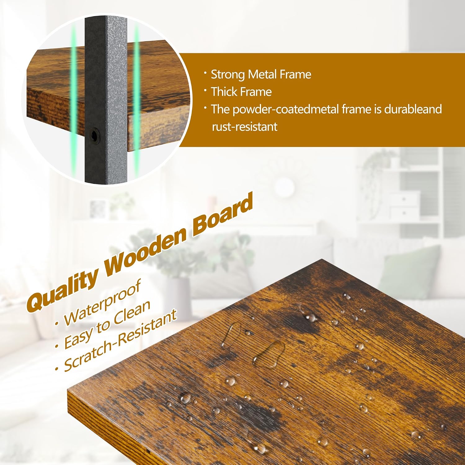 Brown Industrial Wide Triple Bookshelf
