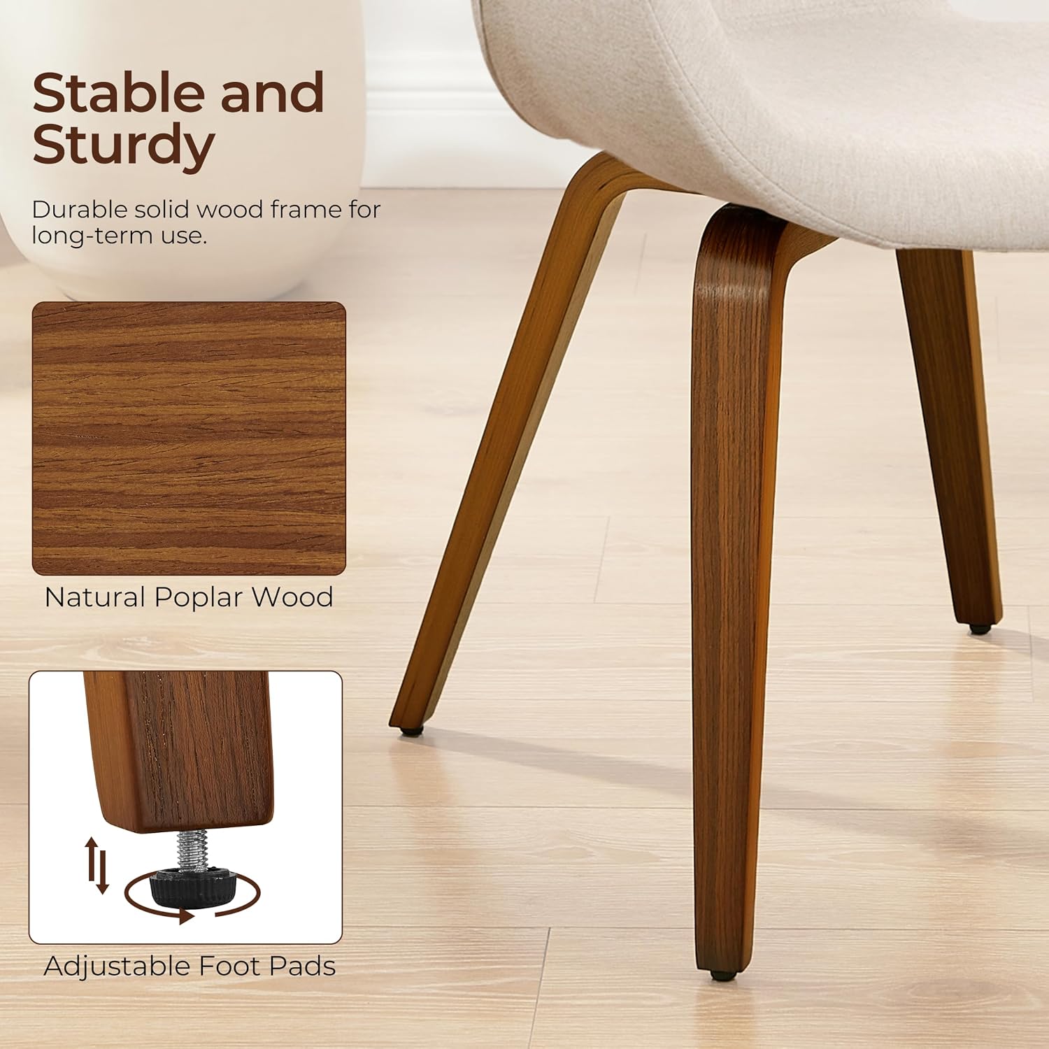 Beige Fabric Walnut Leg Dining Arm Chair