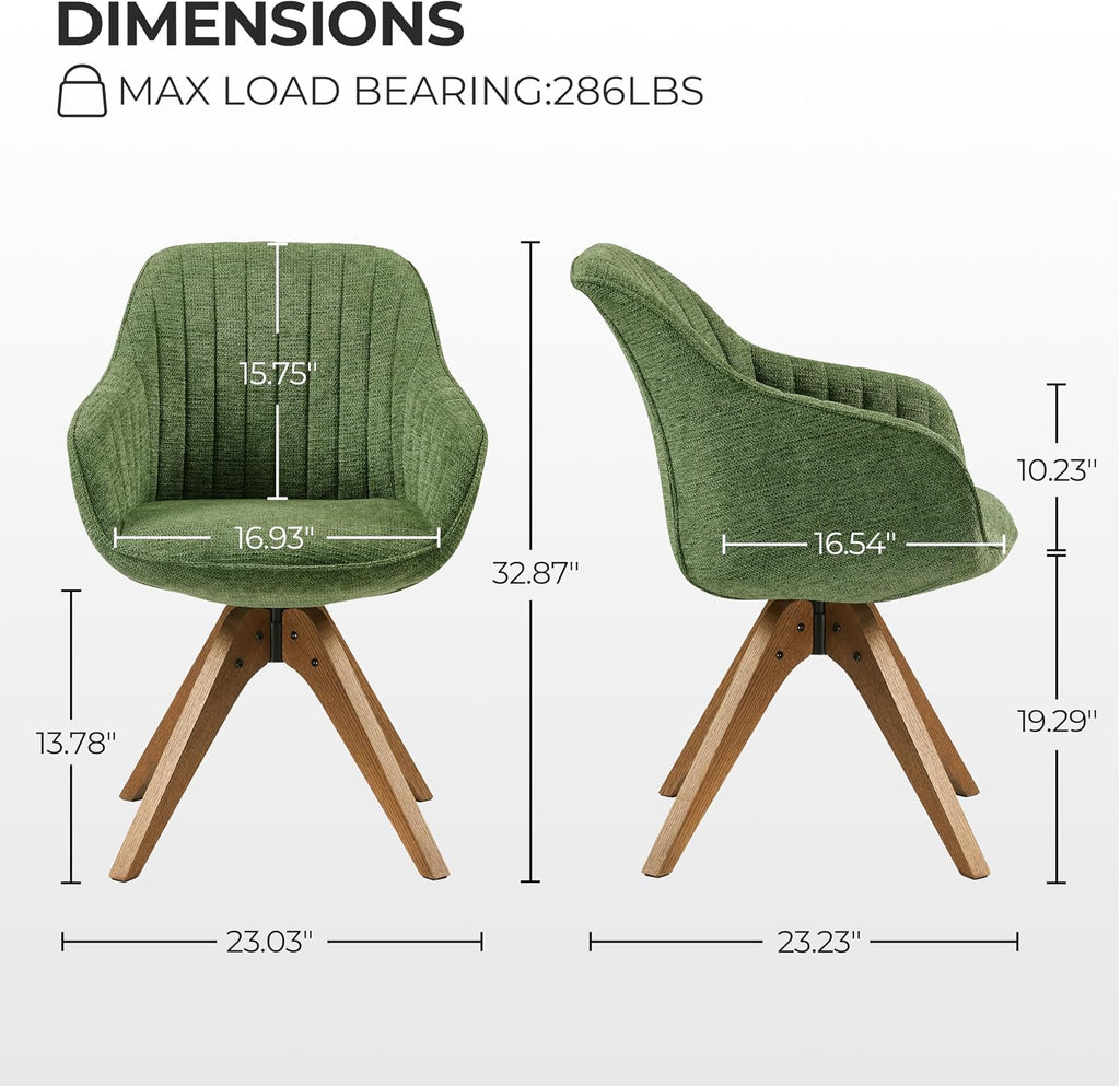 Green Wood Leg Swivel Vanity Accent Chair