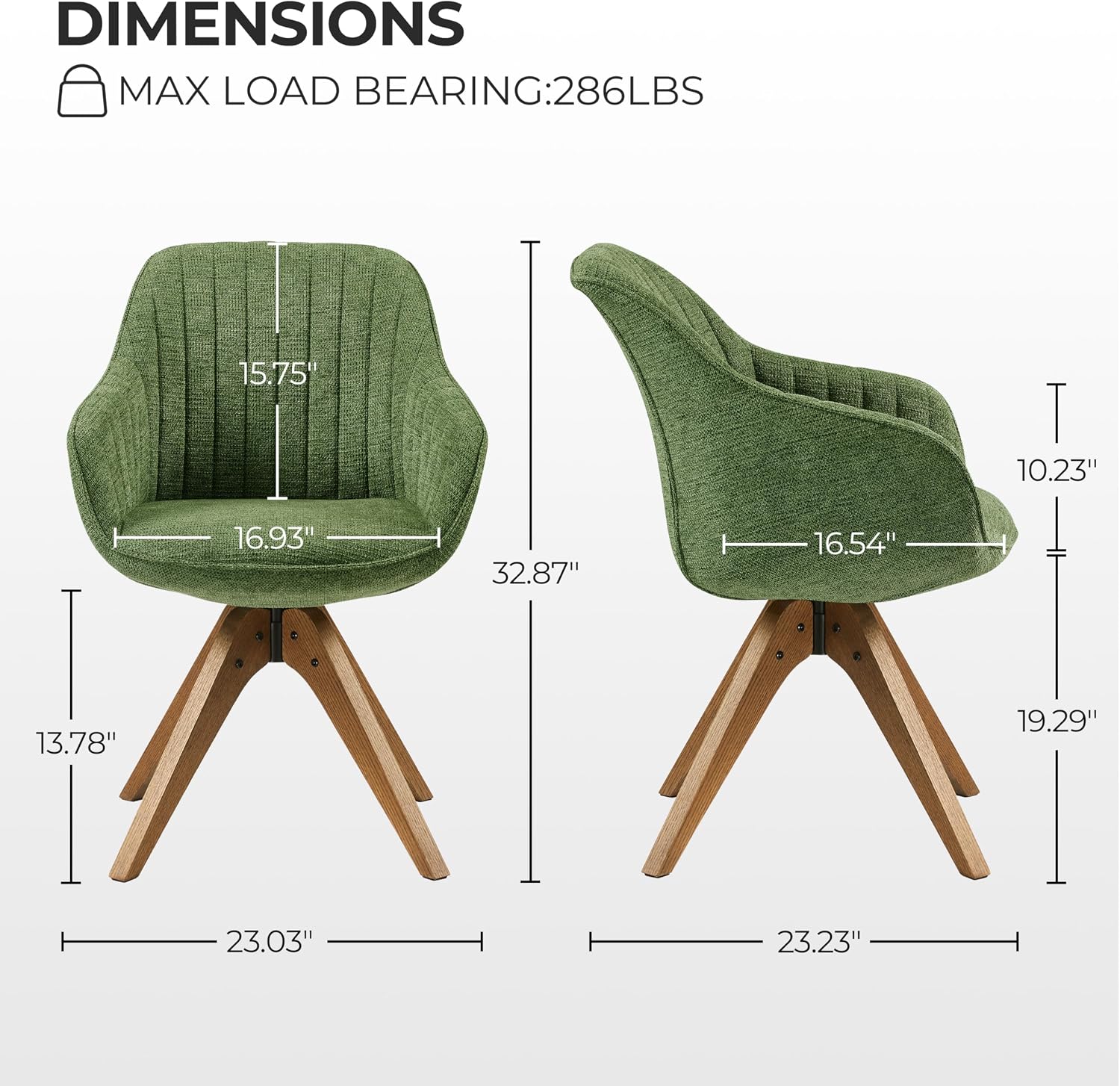 Green Wood Leg Swivel Vanity Accent Chair