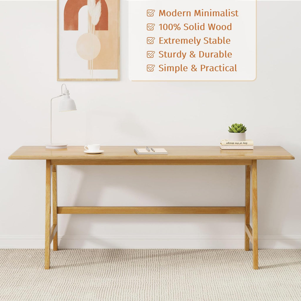 Solid Oak Minimalist Modern Computer Writing Desk