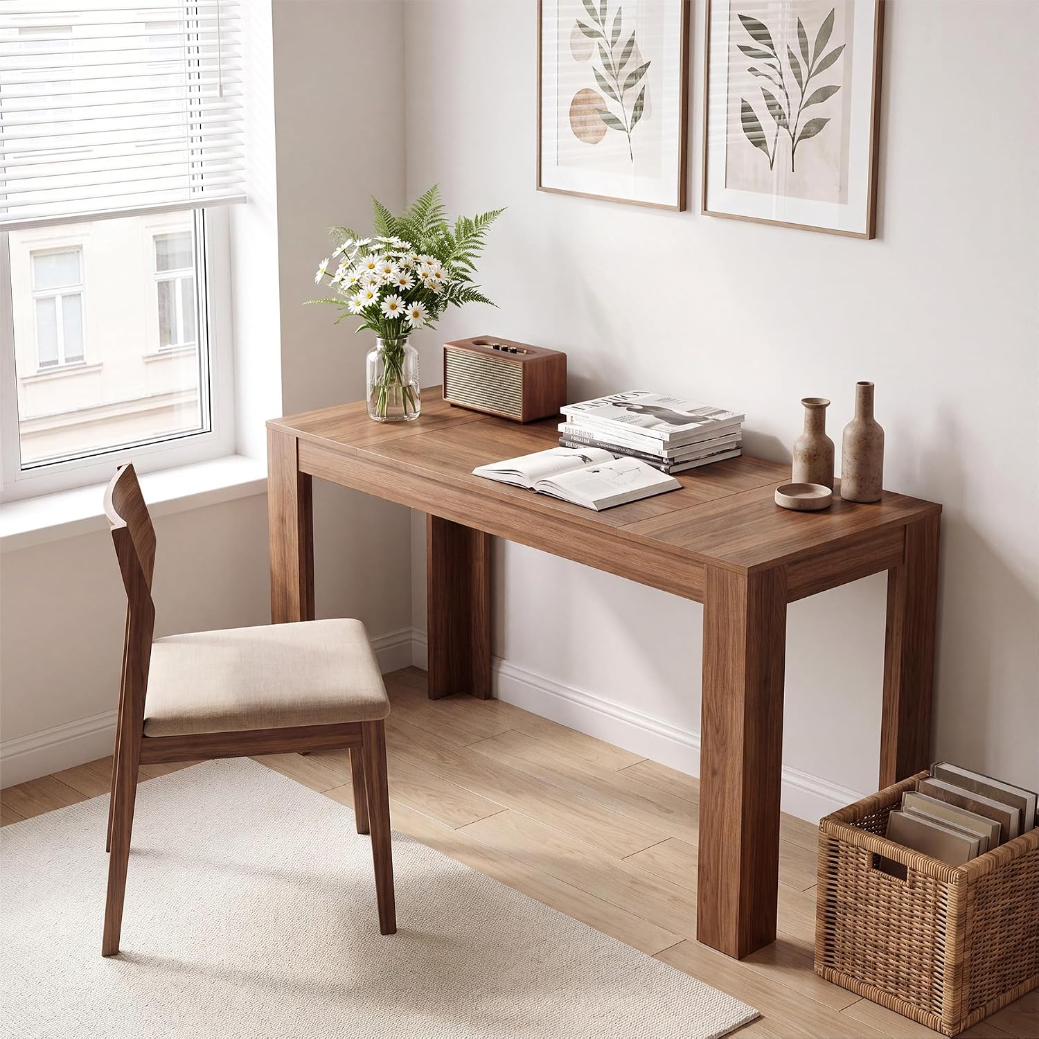 Walnut Farmhouse Wooden Writing Desk