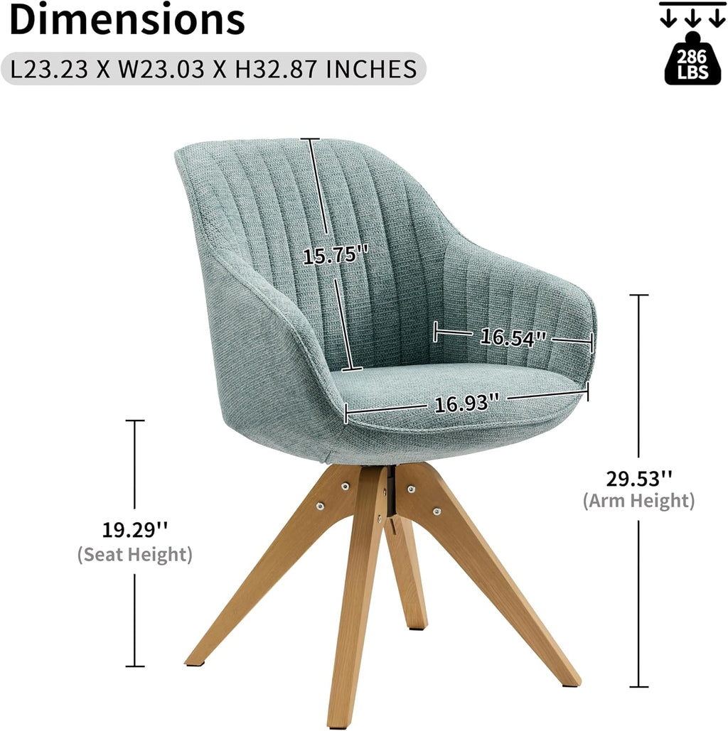 Light Blue Fabric Oak Leg Swivel Office Chair