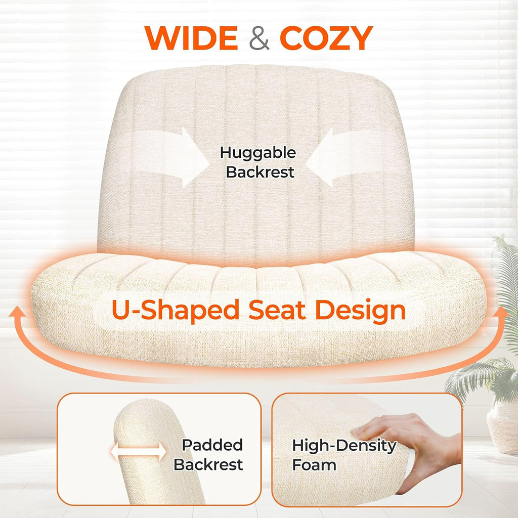Beige Fabric Cross Leg Swivel Task Chair