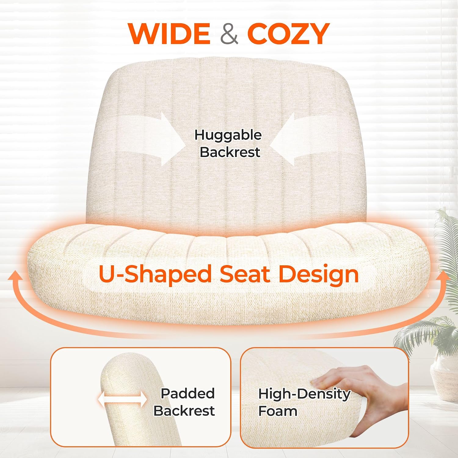 Beige Fabric Cross Leg Swivel Task Chair