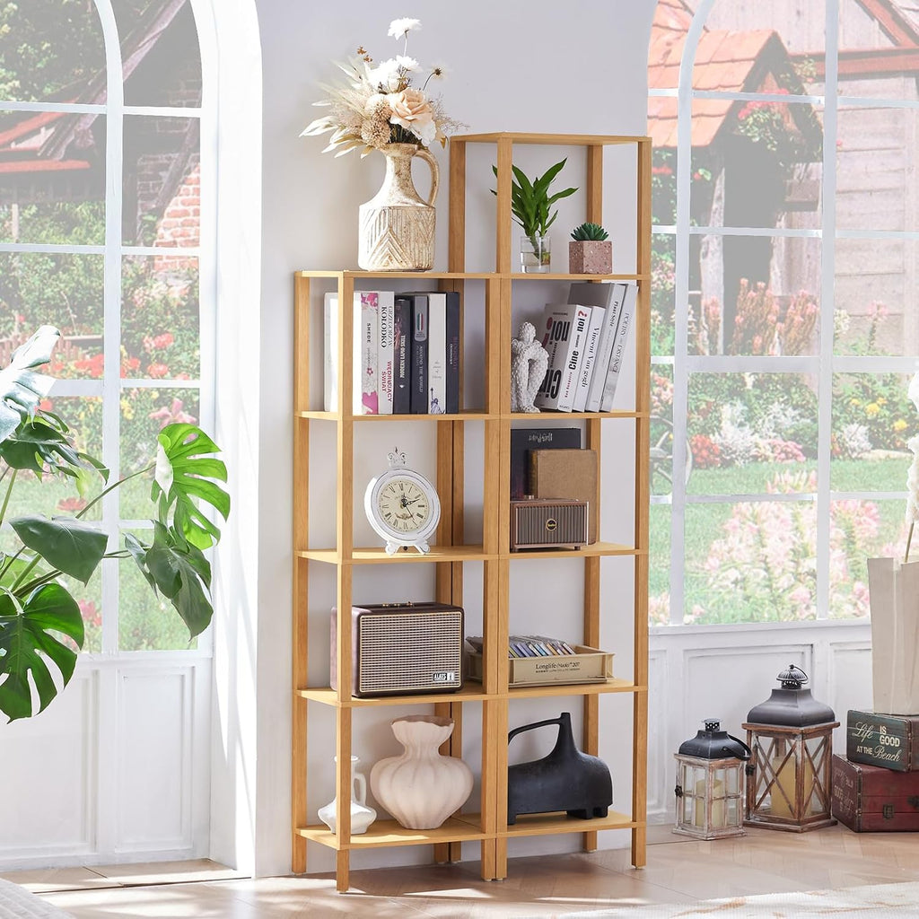 Natural Farmhouse 5-Tier Narrow Bookshelf