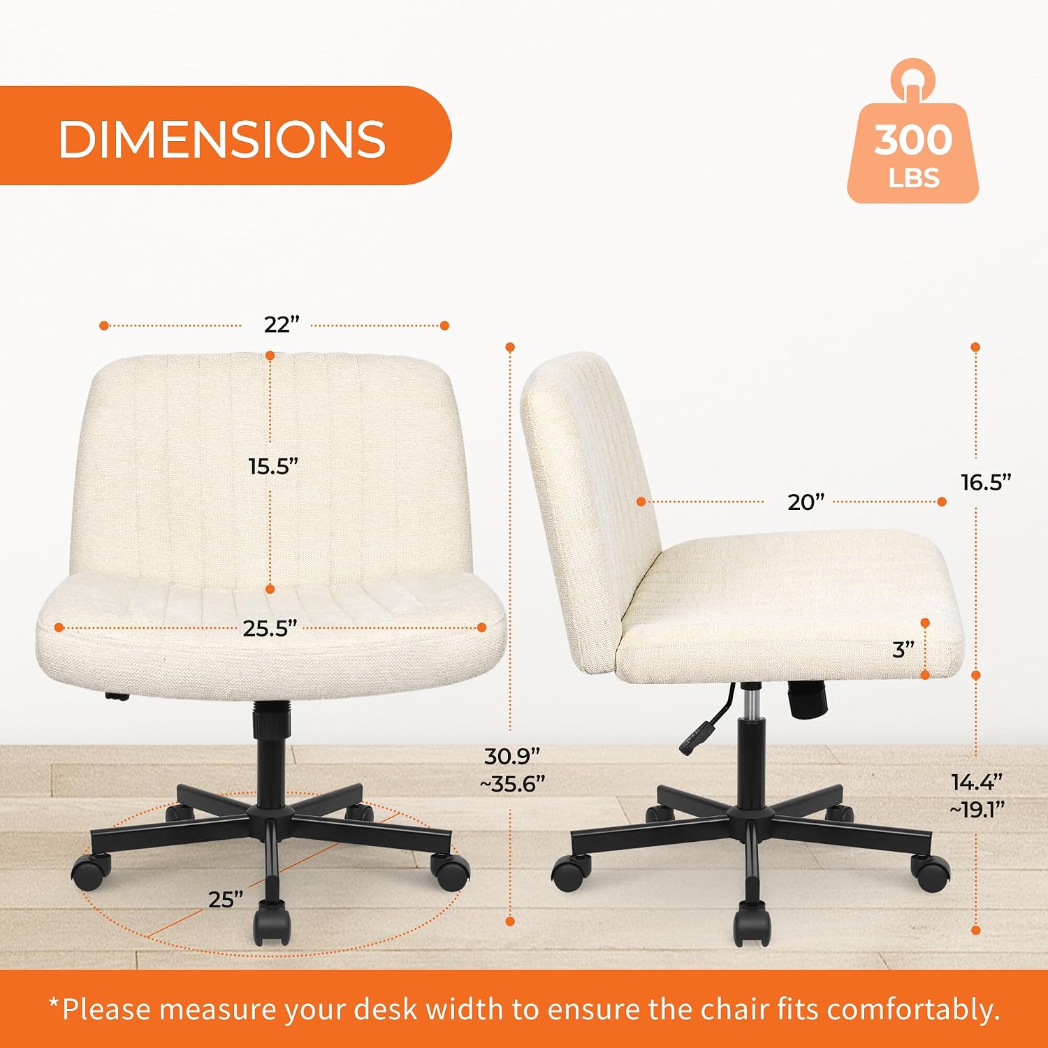 Beige Fabric Cross Leg Swivel Task Chair