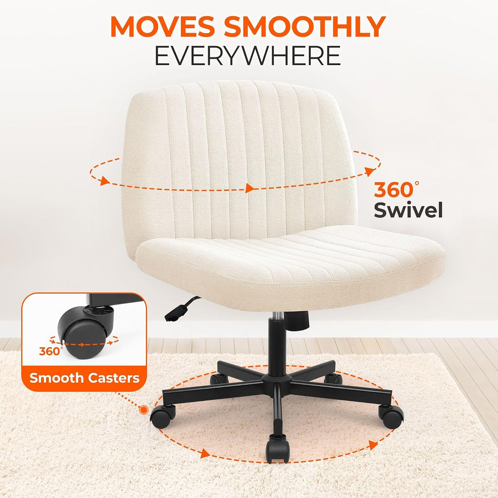 Beige Fabric Cross Leg Swivel Task Chair