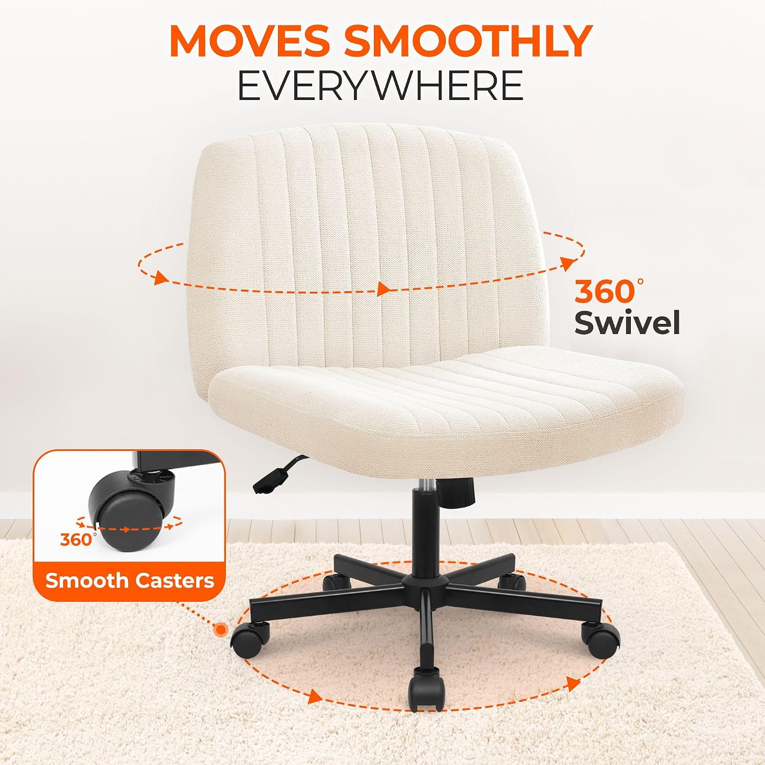 Beige Fabric Cross Leg Swivel Task Chair